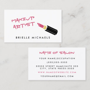 Girly Mod Pink Lipstick Makeup Artist Business Card
