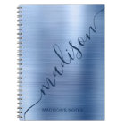 Girly Modern Blue Metal Monogram Signature Script
