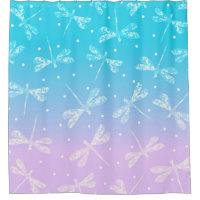 Girly modern blush pink aqua ombre dragonflies