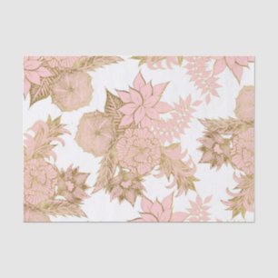 Girly Modern Blush Pink White Gold Floral Tissue Paper