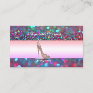Girly Modern Bokeh High Heel Business Card