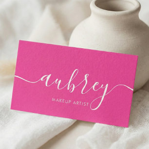 Girly Modern Calligraphy Pink Business Card