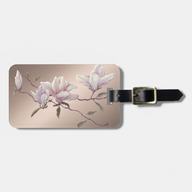 Girly Modern Chic Magnolia Luggage Tag (Front Horizontal)