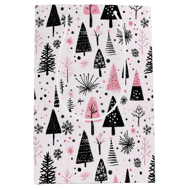 Girly Modern Christmas Medium Gift Bag (Front)