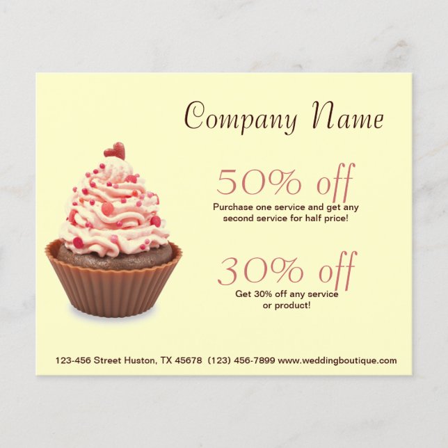 girly modern elegant bakery colourful cupcake flyer (Front)