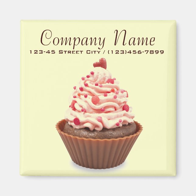 girly modern elegant bakery colourful cupcake magnet (Front)