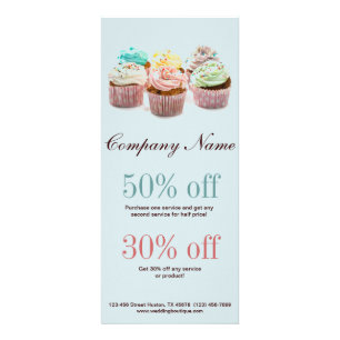 girly modern elegant bakery colourful cupcake rack card