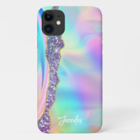 Girly Modern Iridescent Rainbow Custom Name Pretty