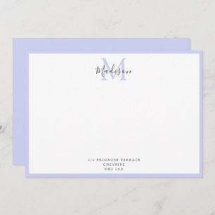 Girly Modern Lavender Handlettered Monogram Note C Card