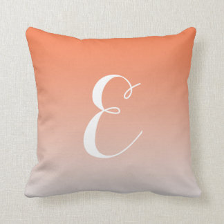Girly Modern Orange Ombre Custom Monogram Cushion