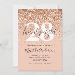Girly modern peach glitter typography birthday