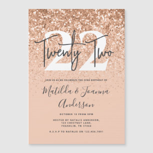 Girly modern peach glitter typography birthday