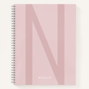 Girly Modern Personalised Big Initial Name Pink Notebook