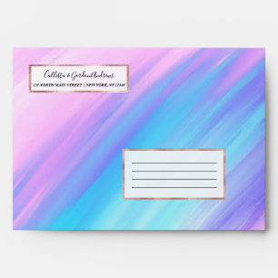 Girly Modern Pink Blue Purple Paint Smudges Envelope
