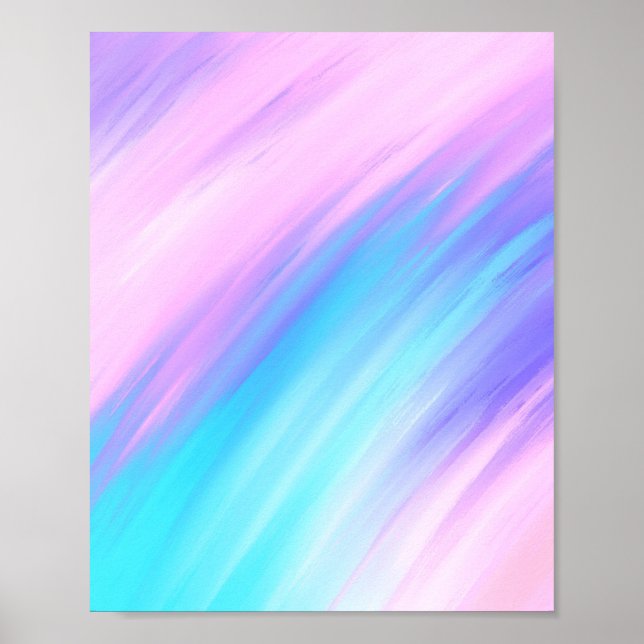 Girly Modern Pink Blue Purple Paint Smudges Poster (Front)