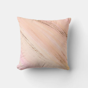 Girly Modern Pink Glitter Abstract Brushstrokes Cushion