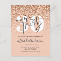 Girly modern pink glitter typography 30th birthday
