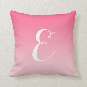 Girly Modern Pink Ombre Custom Monogram Cushion