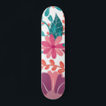 Girly modern pink turquoise floral illustration skateboard<br><div class="desc">Girly modern pink turquoise floral illustration pattern</div>