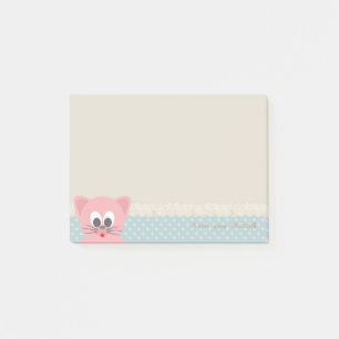 Girly Modern ,Polka Dots, Cat Post-it Notes