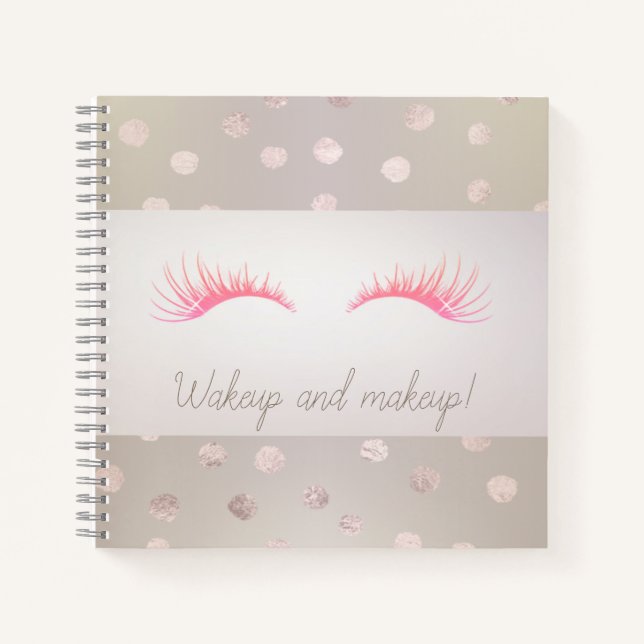 Girly Modern Polka Dots,Faux Lashes Notebook (Front)