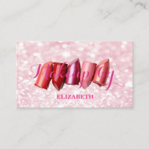 Girly Modern Professional,Glittery ,Bokeh,Lipstick Business Card