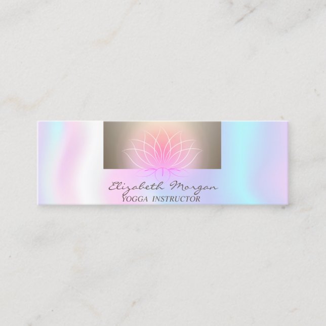 Girly Modern Professional,Lotus,Holographic Mini Business Card (Front)