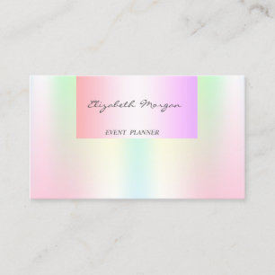 Girly Modern Professional  Pastel Holographic Business Card