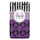 Girly Modern Purple Glitter Damask Personalised