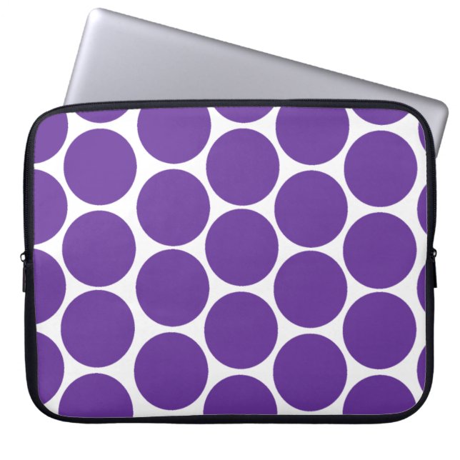 GIRLY MODERN PURPLE POLKA DOTS LAPTOP SLEEVE (Front)