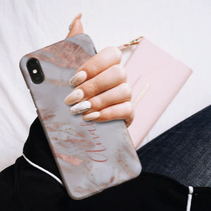 Girly modern rose gold glitter elegant name script iPhone 14 case