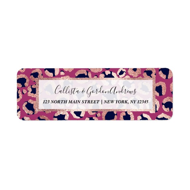 Girly Modern Rose Gold Navy Purple Leopard Print (Front)