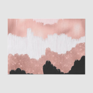 Girly Modern Rose Gold Pink Glitter Brushstroke Tissue Paper