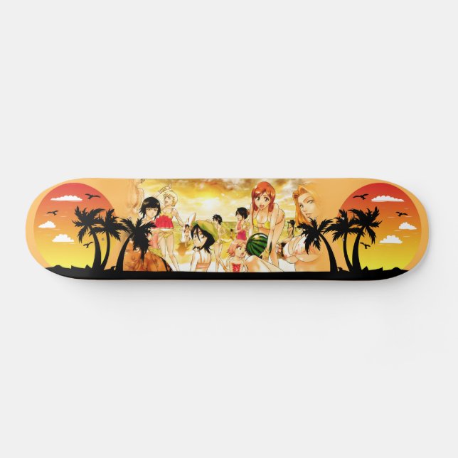 Girly modern skateboarder, trendy anime girl skateboard (Horz)