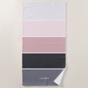 Girly Modern Stripes Personalised Beach Towel