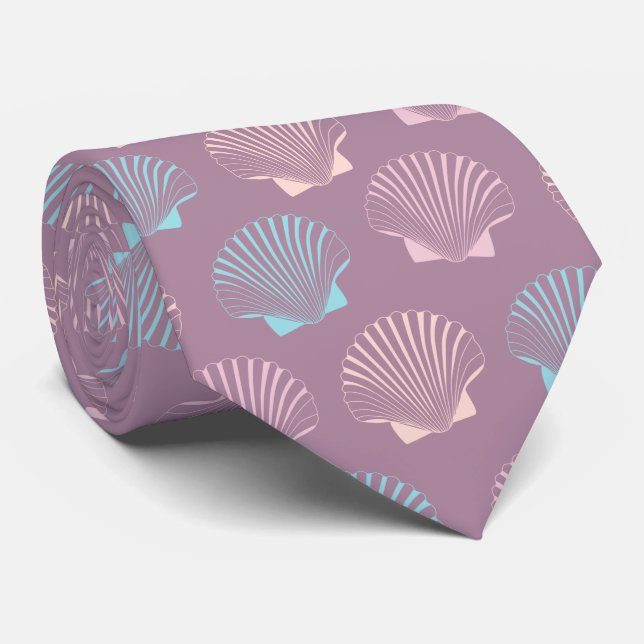 Girly modern summer colourful seashell pattern tie (Rolled)