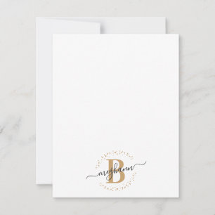 Girly Modern White Gold Name Script Monogrammed Card