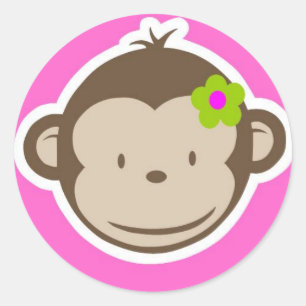 Girly Monkey Classic Round Sticker