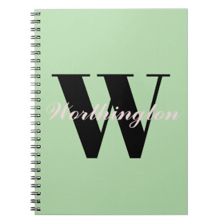 Girly Monogram and Name pastel green  Notebook