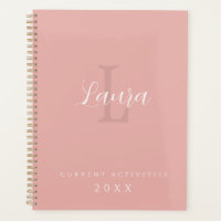 Girly monogram and name personalised blush pink