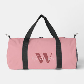 Girly Monogram and Name pink blush red Duffle Bag