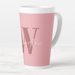 Girly Monogram and Name pink blush red Latte Mug