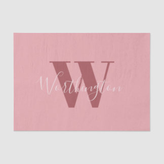 Girly Monogram and Name pink blush red Tissue Paper