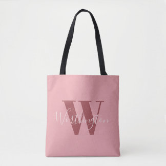 Girly Monogram and Name pink blush red Tote Bag