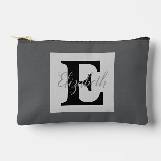 Girly Monogram and Name pink purple Luggage Accessory Pouch (Front)