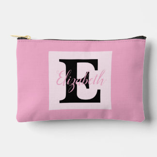 Girly Monogram and Name pink purple Luggage Accessory Pouch