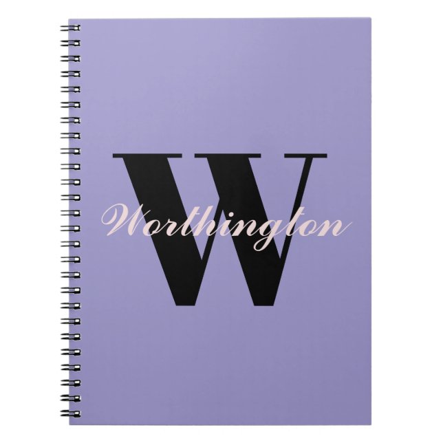 Girly Monogram and Name purple  Notebook (Front)