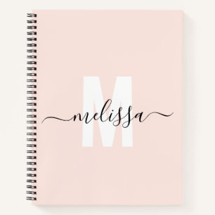 Girly Monogram Calligraphy Blush Notebook