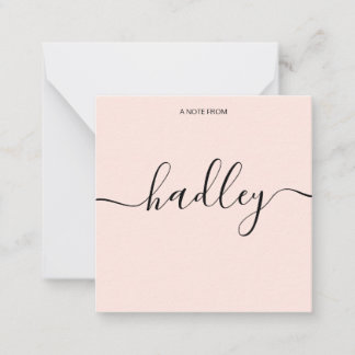 Girly Monogram Calligraphy Blush Pink  Card
