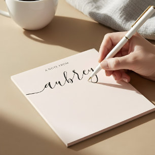 Girly Monogram Calligraphy Blush Pink Notepad